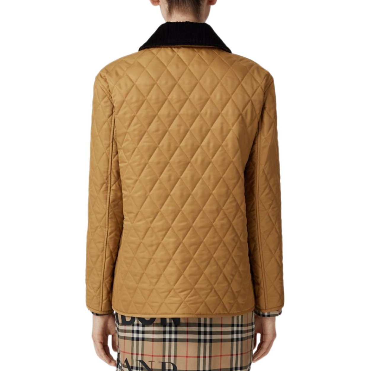 Purchase (Women) Burberry  Cotton Quilted Jacket with Checked Corduroy Collar - Camel. 80651081