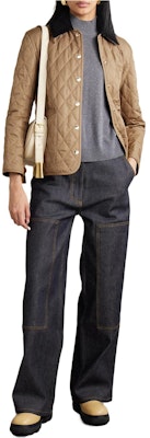 (Women) Burberry Cotton Quilted Jacket with Checked Corduroy Collar - Camel. 80651081 Details for (Women) Burberry Cotton Quilted Jacket with Checked Corduroy Collar - Camel. 80651081