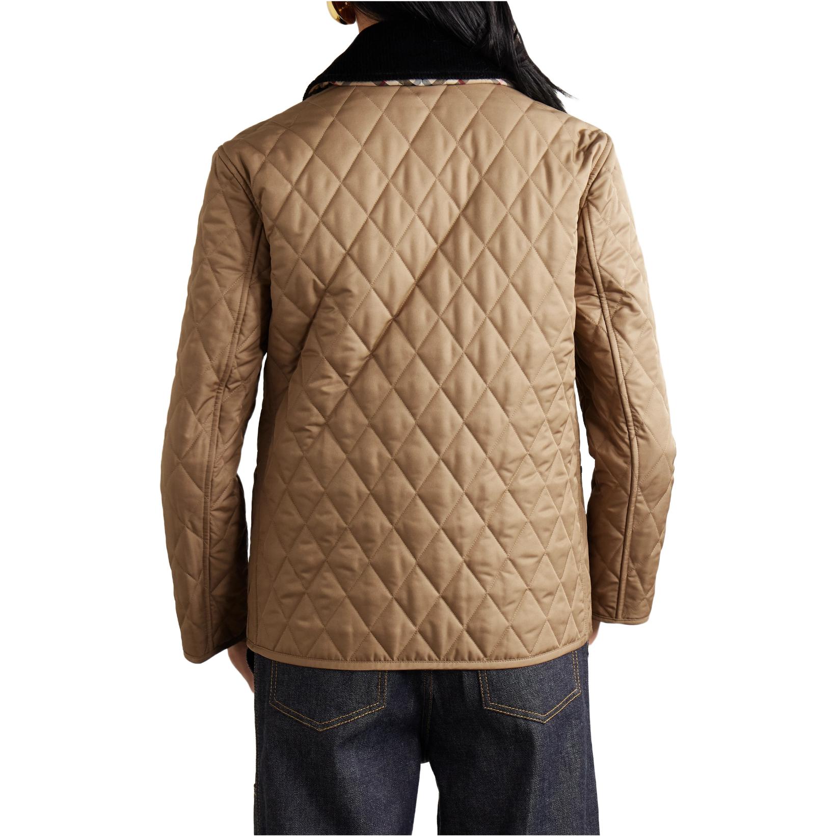 Sizing (Women) Burberry  Cotton Quilted Jacket with Checked Corduroy Collar - Camel. 80651081