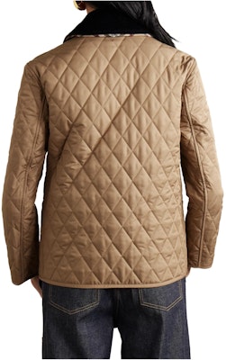 (Women) Burberry Cotton Quilted Jacket with Checked Corduroy Collar - Camel. 80651081 Sizing (Women) Burberry Cotton Quilted Jacket with Checked Corduroy Collar - Camel. 80651081