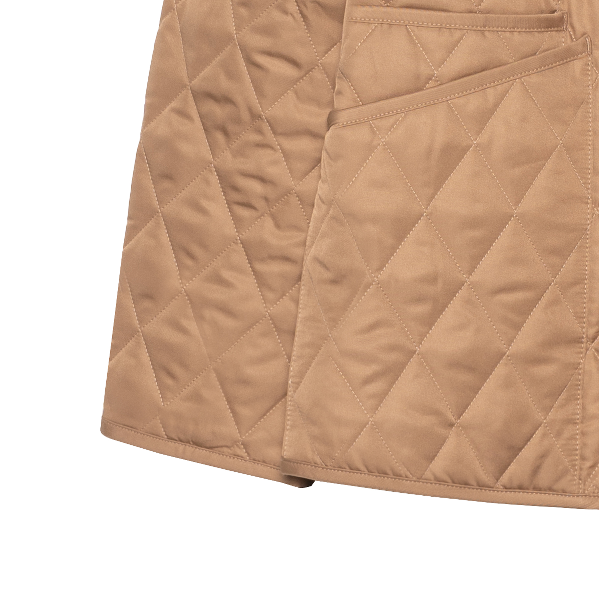 Cheap (Women) Burberry  Cotton Quilted Jacket with Checked Corduroy Collar - Camel. 80651081