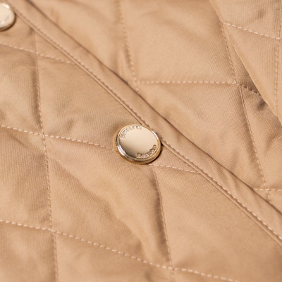 (Women) Burberry Cotton Quilted Jacket with Checked Corduroy Collar - Camel. 80651081 1