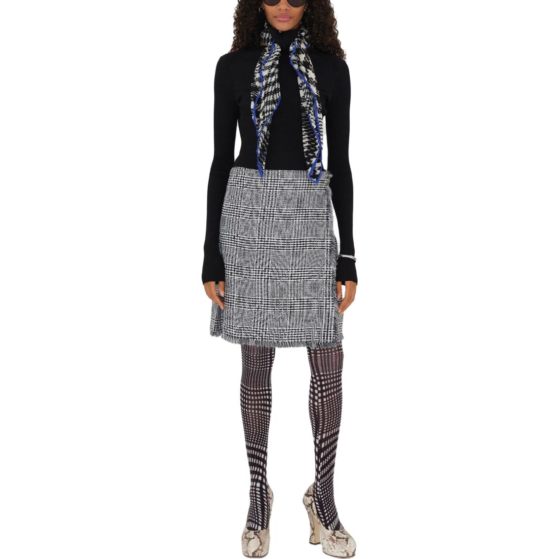 Shop (W) Burberry 彎曲千鳥格中腰百褶裙 黑/白. 80830091