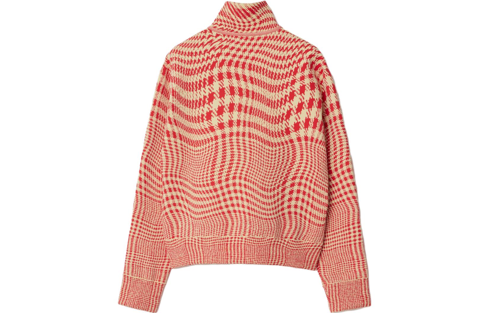 Lookbook (W) 버버리 커브드 하운즈투스 스탠드 칼라 집업 자켓 - 레드 80827301