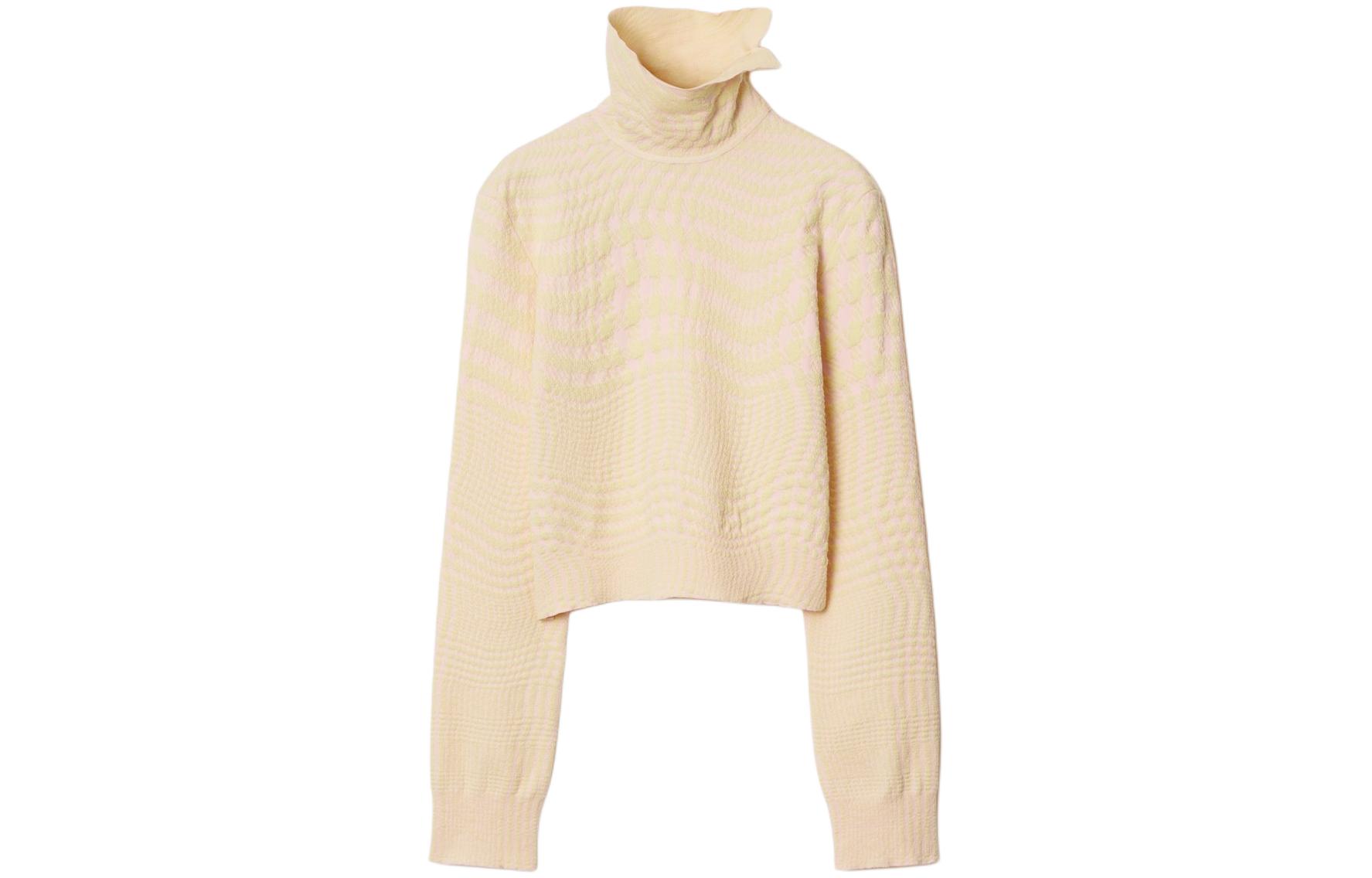 (Women) Burberry  Curved Stripe Turtleneck Sweater Dusty Pink 80808871