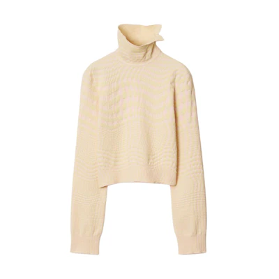 (Women) Burberry Curved Stripe Turtleneck Sweater Dusty Pink 80808871