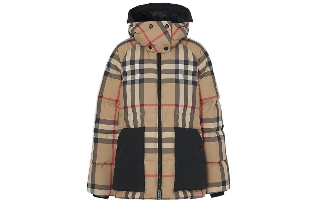 (Women) Burberry  Detachable Hood Check Puffer Jacket Brown. 80590941
