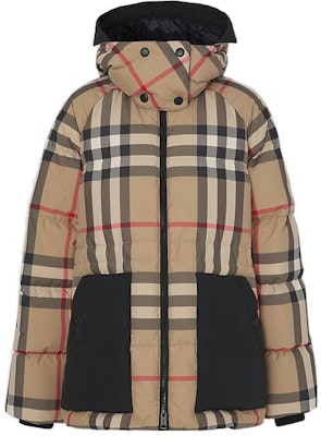 (Women) Burberry Detachable Hood Check Puffer Jacket Brown. 80590941 Order (Women) Burberry Detachable Hood Check Puffer Jacket Brown. 80590941