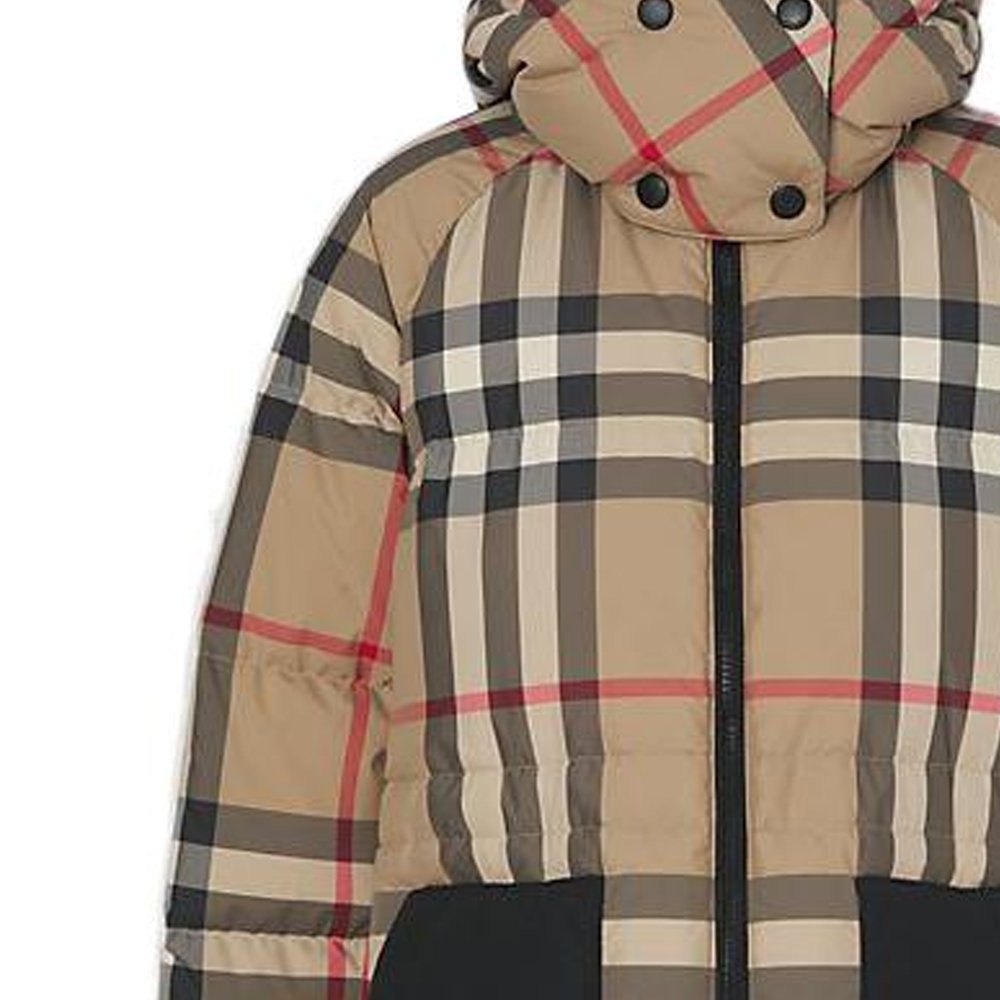 Details for (W) Burberry 可拆式連帽格紋羽絨外套 棕色. 80590941