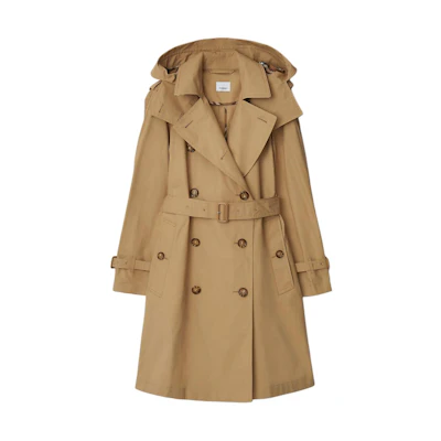 (Women) Burberry Detachable Hood Double-Breasted Trench Coat Beige. 80842521