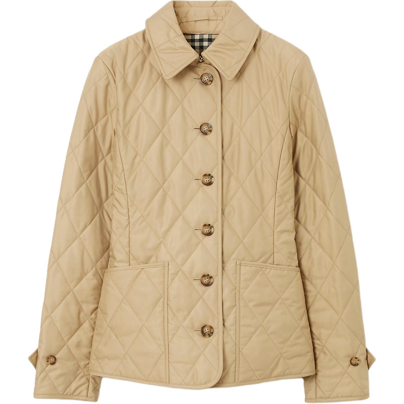 (Women) Burberry  Diamond Quilted Jacket with Buckle Collar in New Khaki. 80498681
