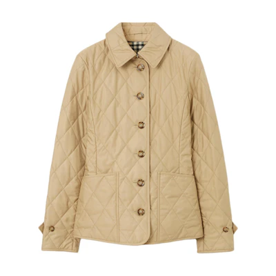 (Women) Burberry Diamond Quilted Jacket with Buckle Collar in New Khaki. 80498681