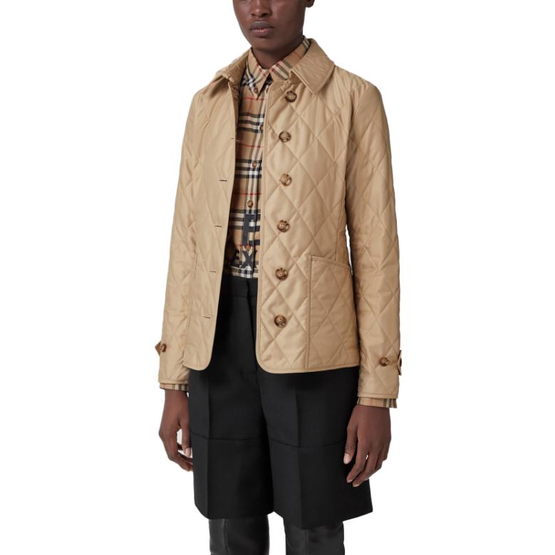 (Women) Burberry  Diamond Quilted Jacket with Buckle Collar in New Khaki. 80498681 圖 6
