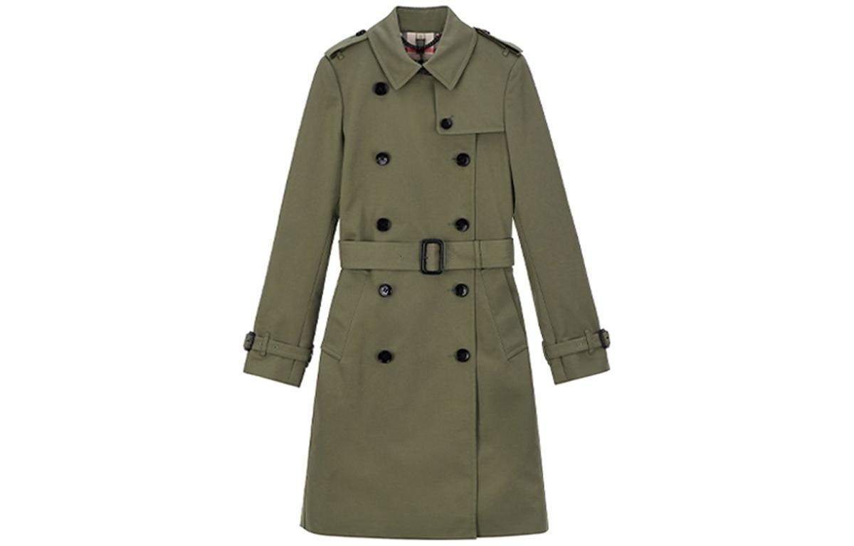 (Women) Burberry  Double-Breasted Long Sleeve Coat Khaki Color 80089781