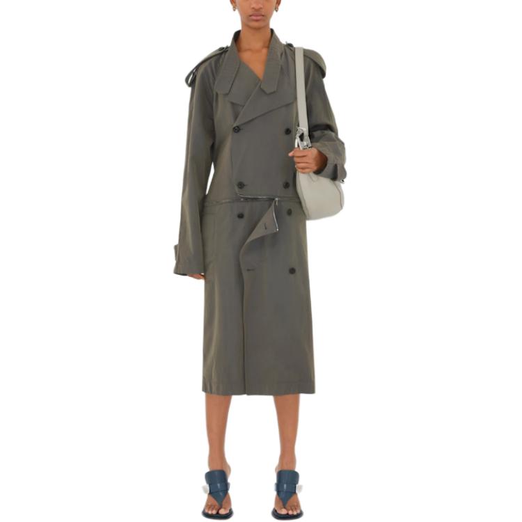 Shop (W) Gabardina Larga Burberry Gris Oscuro Doble Botonadura. 80876931