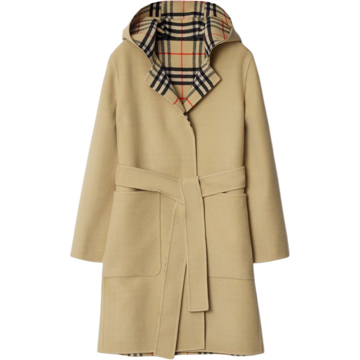 (Women) Burberry  Double-Sided Hooded Trench Coat in Solid Check Print Beige. 80938311 圖 2