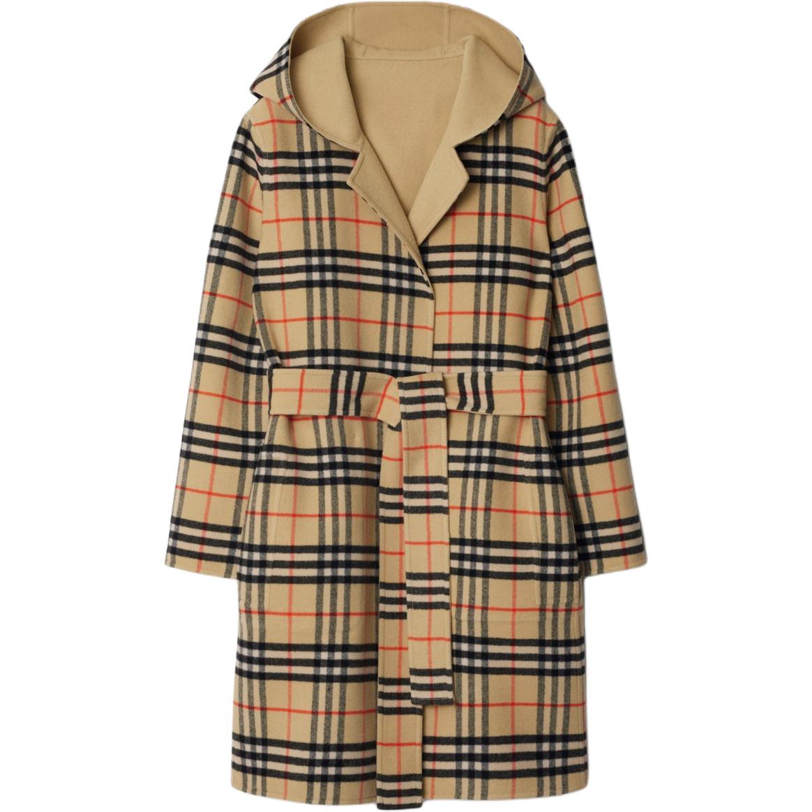 (Women) Burberry  Double-Sided Hooded Trench Coat in Solid Check Print Beige. 80938311 圖 3