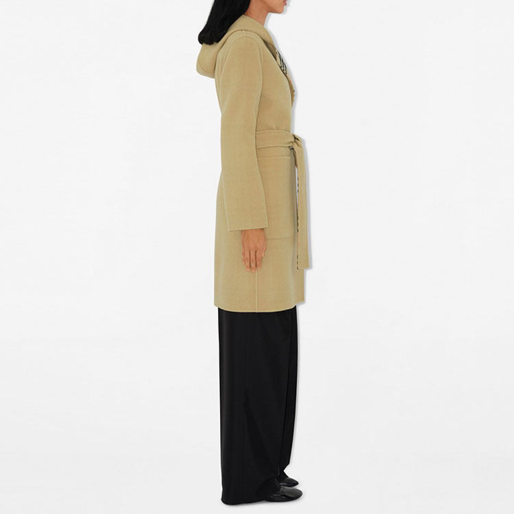 (Women) Burberry  Double-Sided Hooded Trench Coat in Solid Check Print Beige. 80938311 圖 7