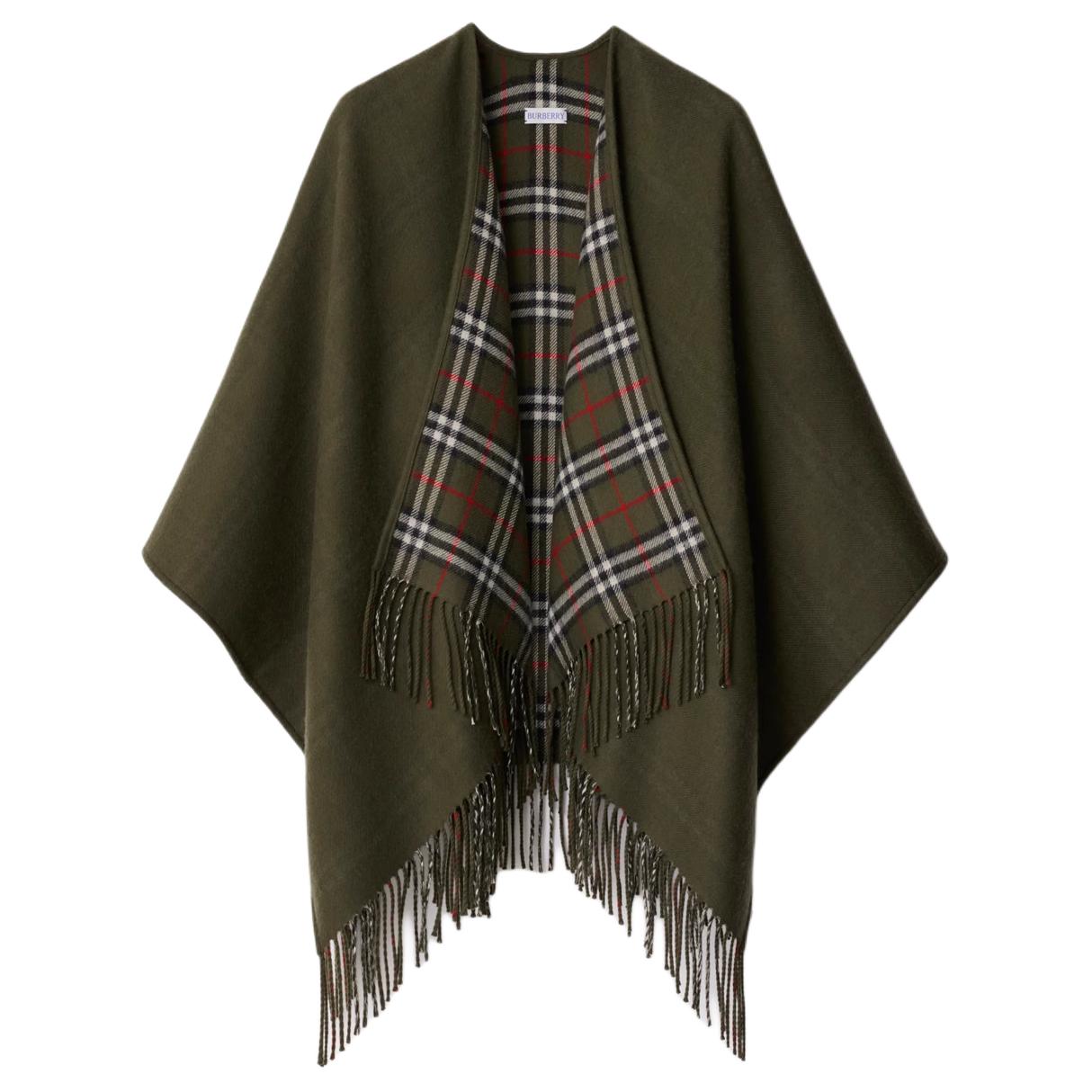 (Women) Burberry  Double-Sided Wool Shawl in Lake Blue. 8095256C1173