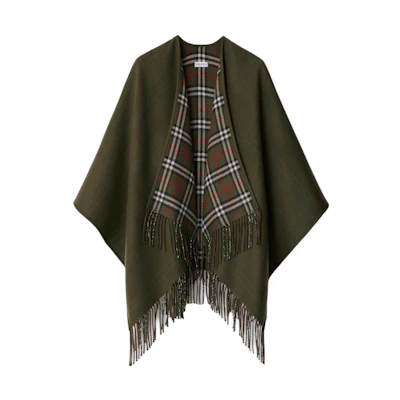 (Women) Burberry Double-Sided Wool Shawl in Lake Blue. 8095256C1173