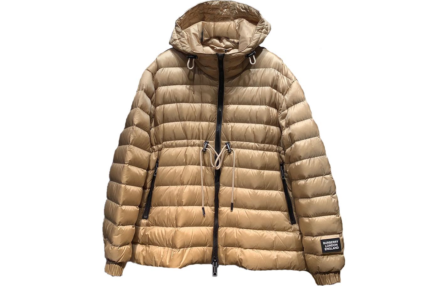 (Women) Burberry  Down Jacket with Hood, Zipper, Drawstring Waist, Long Sleeves. 80733121