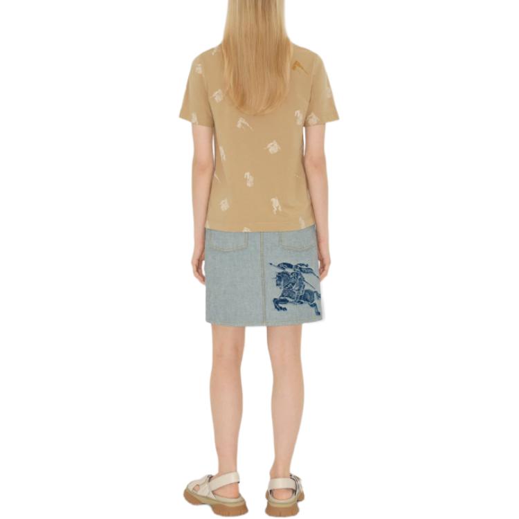 Purchase (W) Burberry Equestrian Knight Cetakan Kuning Crewneck T-Shirt 80929321