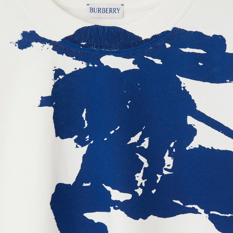 Sizing (W) Burberry Equestrian Knight Kemeja-T Leher Bulat Putih 80907931