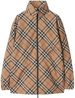 (Women) Burberry Equestrian Logo Check High Neck Zip Jacket Beige 80872311 (Women) Burberry Equestrian Logo Check High Neck Zip Jacket Beige 80872311