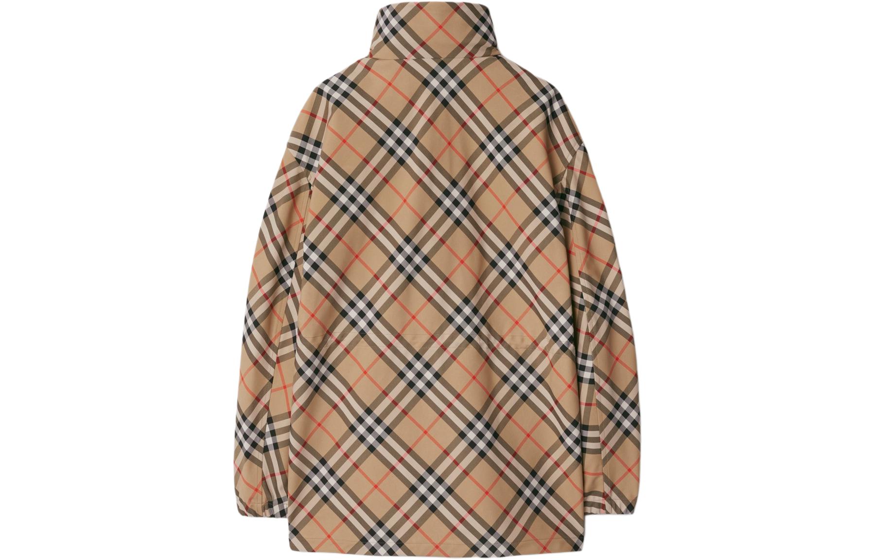 Lookbook (W) バーバリー エクエストリアンロゴ チェック ハイネック ジップジャケット ベージュ 80872311