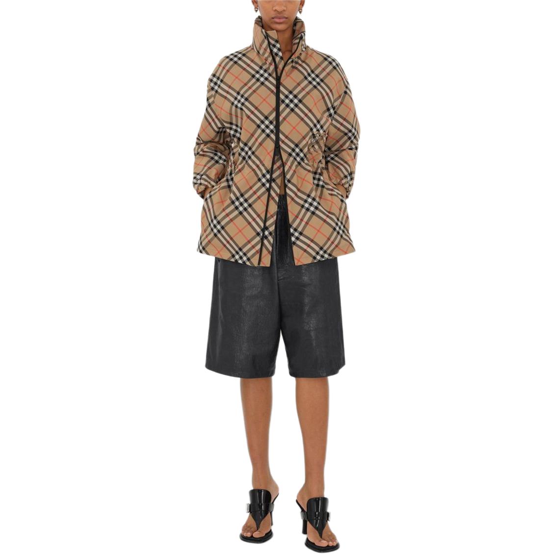 Purchase (W) バーバリー エクエストリアンロゴ チェック ハイネック ジップジャケット ベージュ 80872311