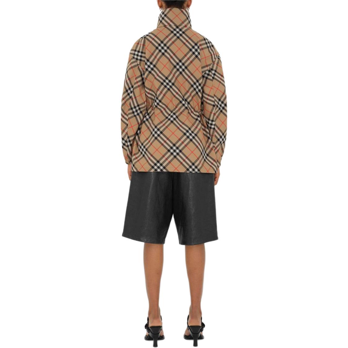 Details for (W) バーバリー エクエストリアンロゴ チェック ハイネック ジップジャケット ベージュ 80872311