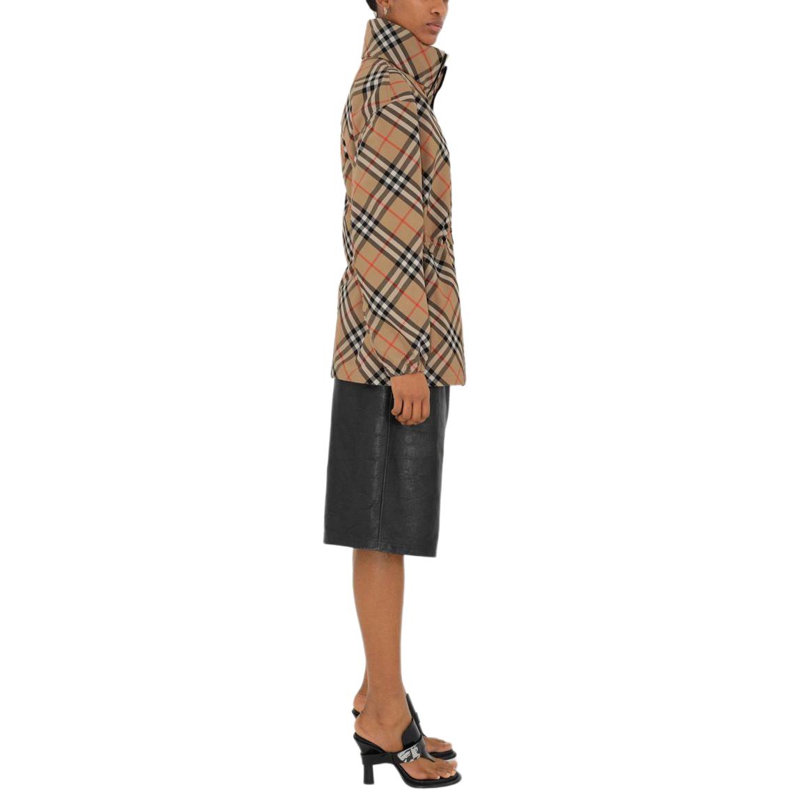 Sizing (W) バーバリー エクエストリアンロゴ チェック ハイネック ジップジャケット ベージュ 80872311