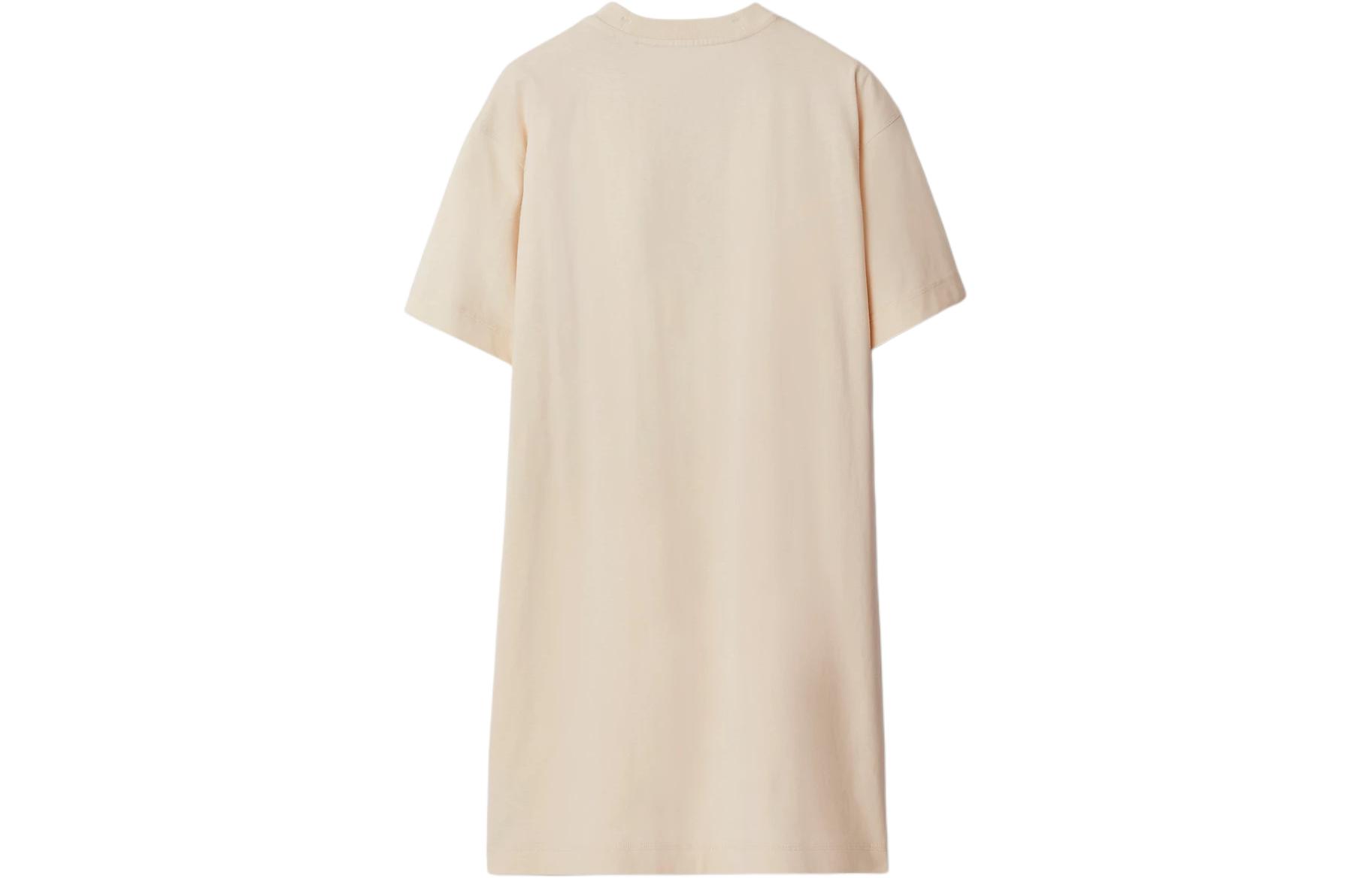 Lookbook (W) 버버리 승마 로고 프린트 크루넥 반팔 원피스 화이트. 80906451