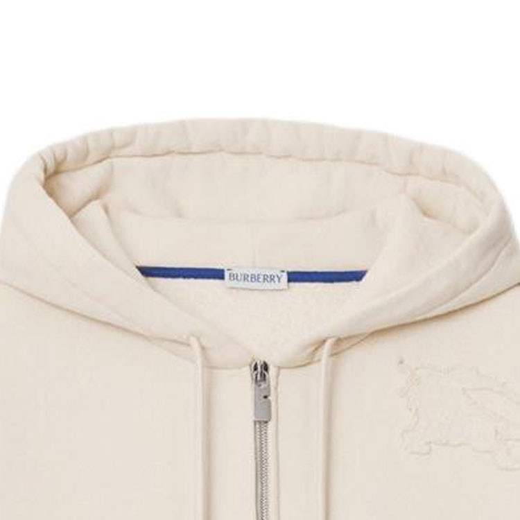 (Women) Burberry  Equestrian Logo Zip-Up Hoodie in Soap White. 80849611 圖 7