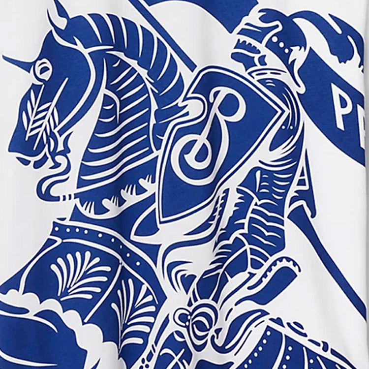 Shop (W) 버버리 승마 프린트 드롭숄더 크루넥 긴팔 티셔츠 화이트 80776691