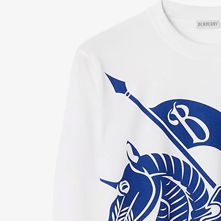Purchase (W) 버버리 승마 프린트 드롭숄더 크루넥 긴팔 티셔츠 화이트 80776691