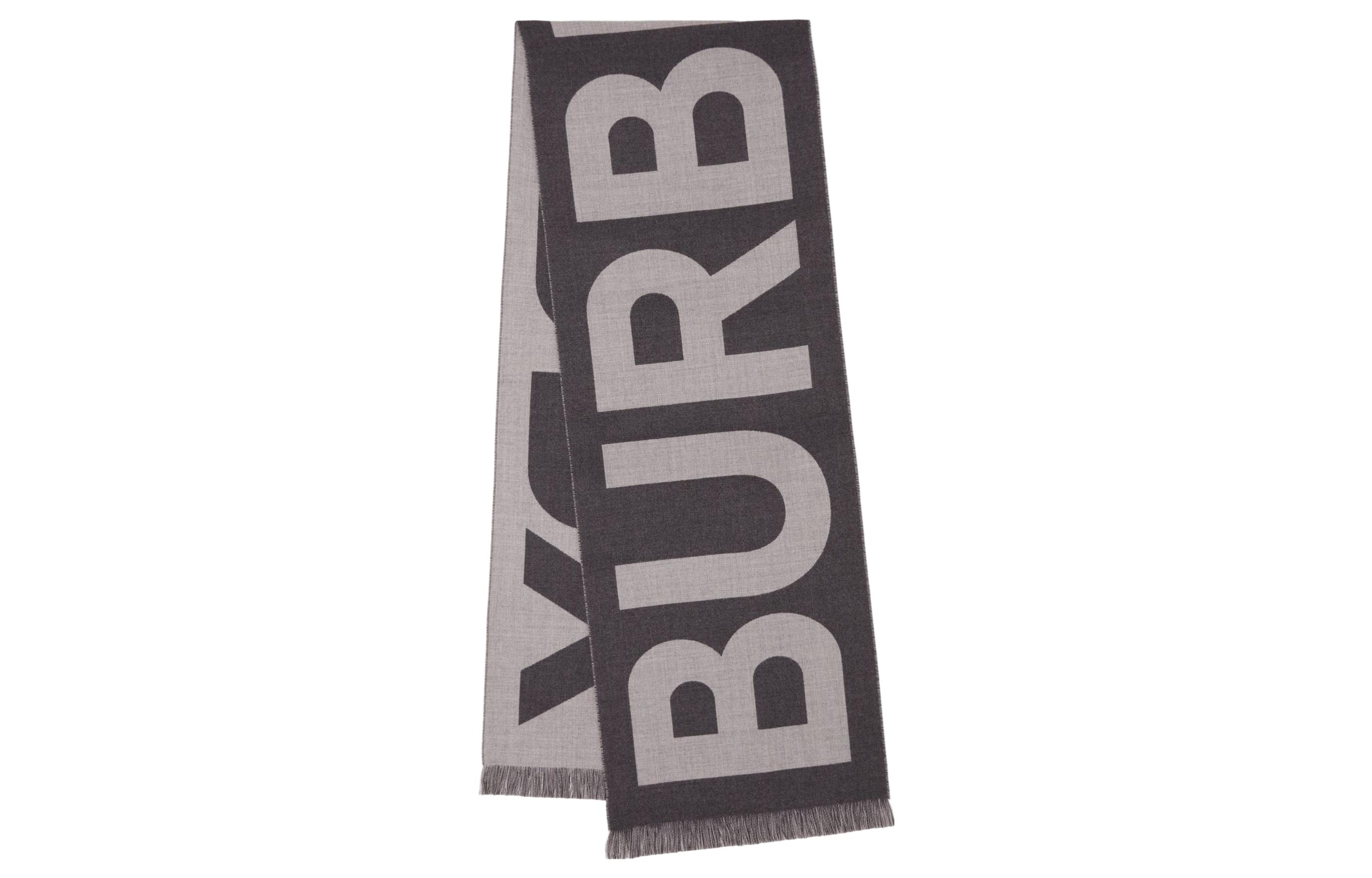 (Women) Burberry  Fashion Logo Jacquard Knitted Scarf in Flint Gray. 80623991 圖 3
