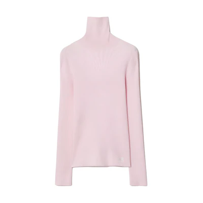 (Women) Burberry Fitted Turtleneck Knit Sweater Dusty Pink 80812931