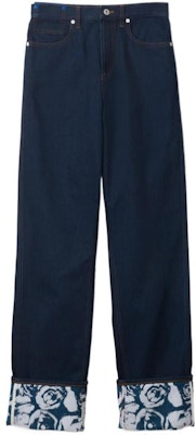 (Women) Burberry Floral Print Cuffed Straight-Leg Jeans Blue 80837031 Order (Women) Burberry Floral Print Cuffed Straight-Leg Jeans Blue 80837031