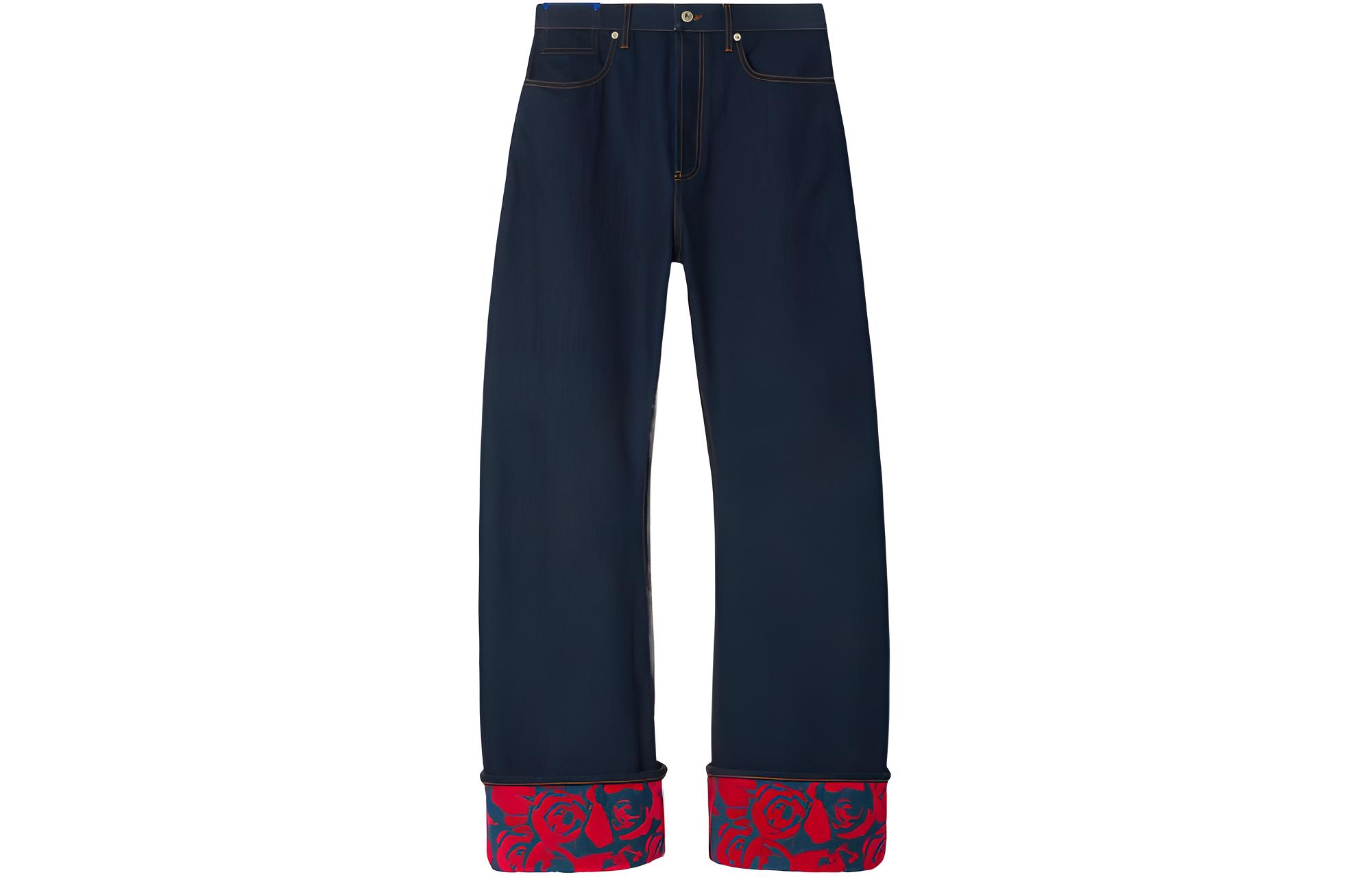 (Women) Burberry  Floral Print Loose Fit Mid-Rise Blue Denim Jeans. 80807801