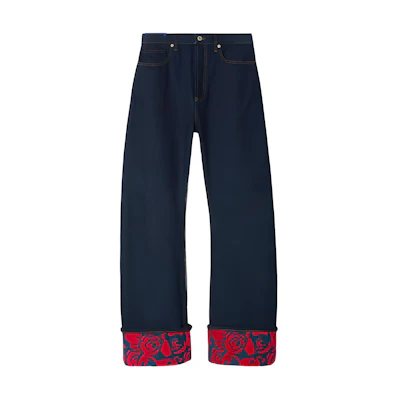 (Women) Burberry Floral Print Loose Fit Mid-Rise Blue Denim Jeans. 80807801
