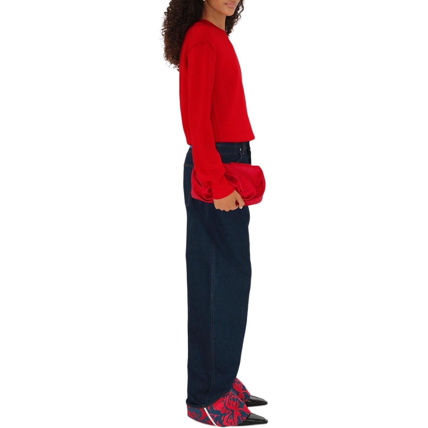 Shop (W) 버버리 플로럴 프린트 루즈핏 미드라이즈 블루 데님 진. 80807801