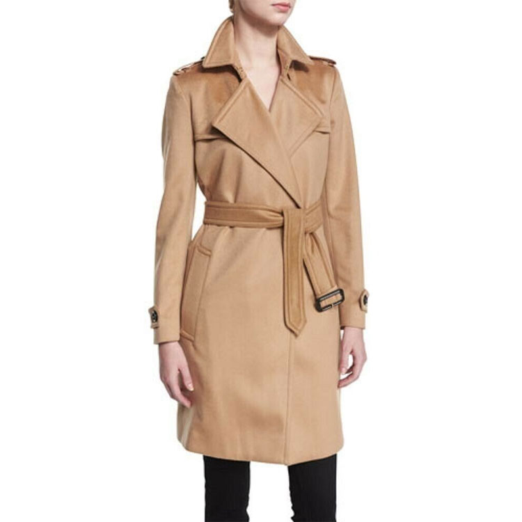 (Women) Burberry  FW22 Beige Mid-length Belted Wool Coat. 80220511 圖 5