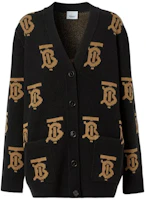 Order (Women) Burberry FW22 Black Logo Jacquard V-Neck Knit Cardigan. 80632091