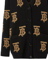 Purchase (Women) Burberry FW22 Black Logo Jacquard V-Neck Knit Cardigan. 80632091