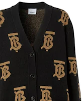 Sizing (Women) Burberry FW22 Black Logo Jacquard V-Neck Knit Cardigan. 80632091