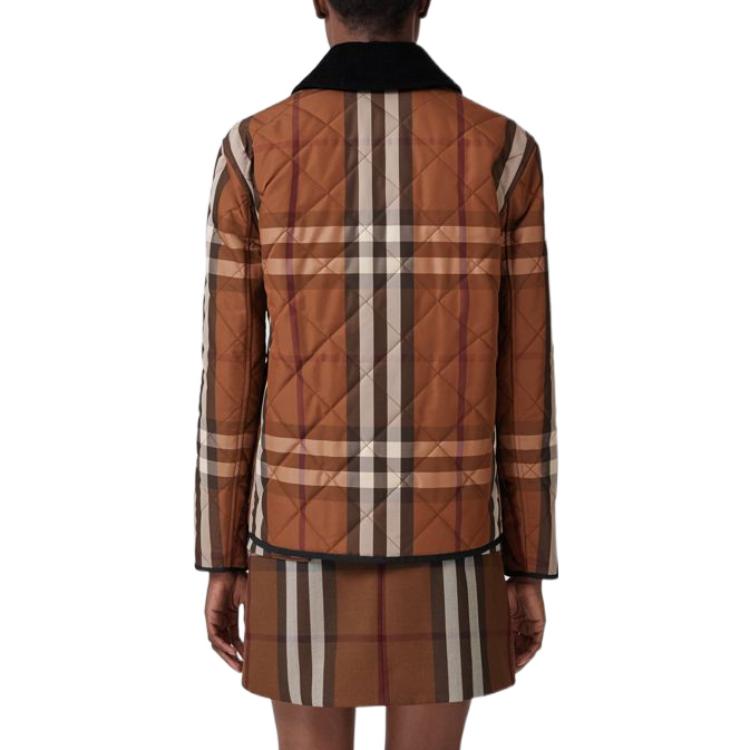 (Women) Burberry  FW22 Check Cotton Jacket Brown Long Sleeve Outerwear 80604871 圖 5