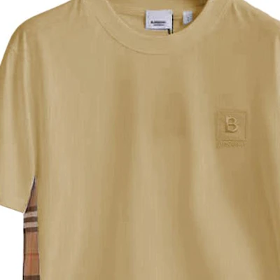 (W) 博柏利 FW23 刺绣字母短袖T恤 米色格纹款式. 80808551 Lookbook (W) 博柏利 FW23 刺绣字母短袖T恤 米色格纹款式. 80808551