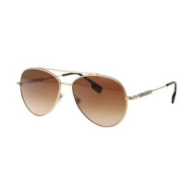(Women) Burberry Gold Aviator Sunglasses with Logo Detail. BE3147110913