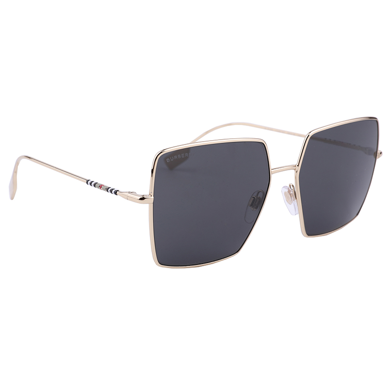 (Women) Burberry  Gold Metal Square Sunglasses - High-Fashion Street Style. BE3133 圖 2